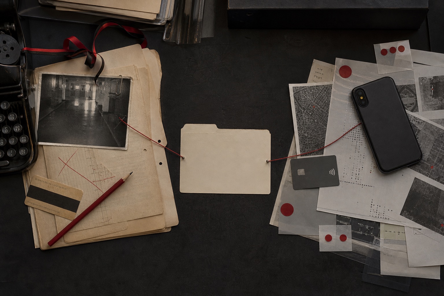 Analogue records and modern digital interfaces shown together